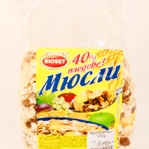 Vollkorn-Müsli mit 40% Trockenfrüchten "Bioset", 500 g