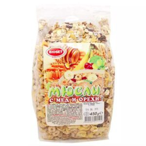 Vollkorn-Müsli mit Honig und Walnüssen "Bioset", 450gr. - 1